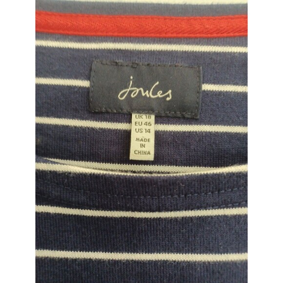 Joules Christmas tree navy striped tshirt top womens 14 applique sequins holiday - Picture 2 of 9